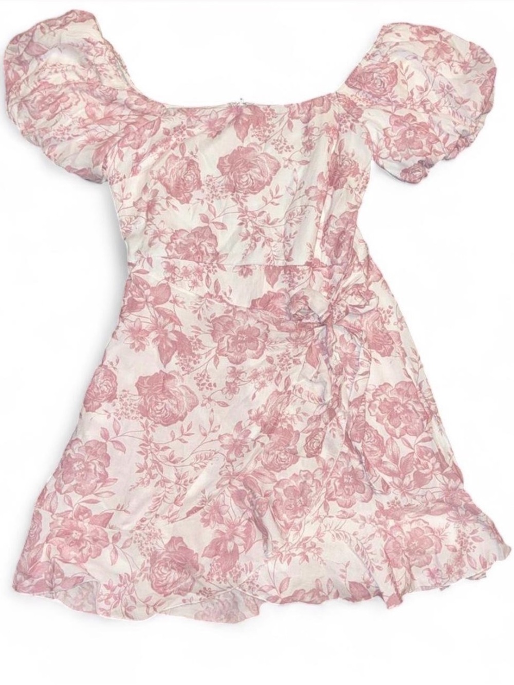 Trixxi Pink Floral Puff-Sleeve Mini Dress